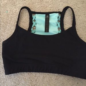 boutique black strap sports bra with braided back